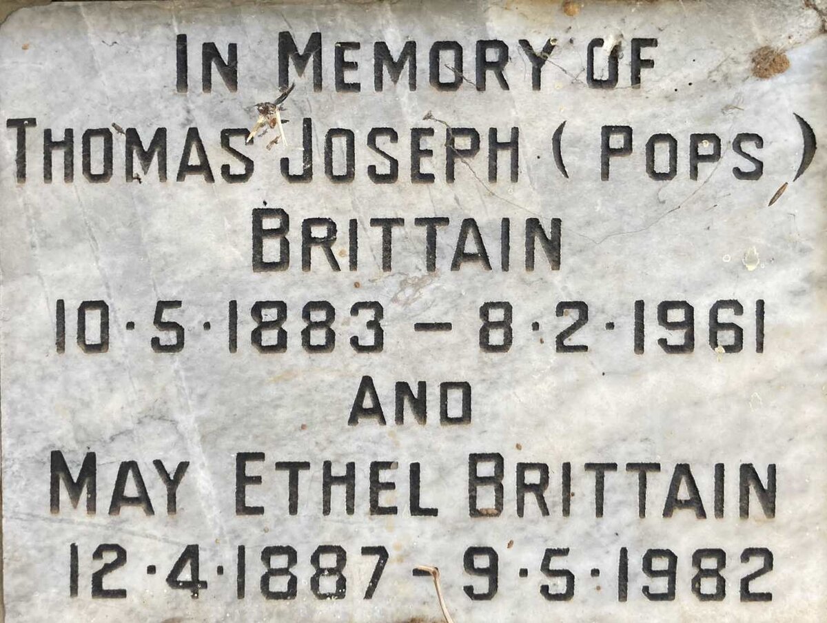 BRITTAIN Thomas Joseph 1883-1961 & May Ethel 1887-1982