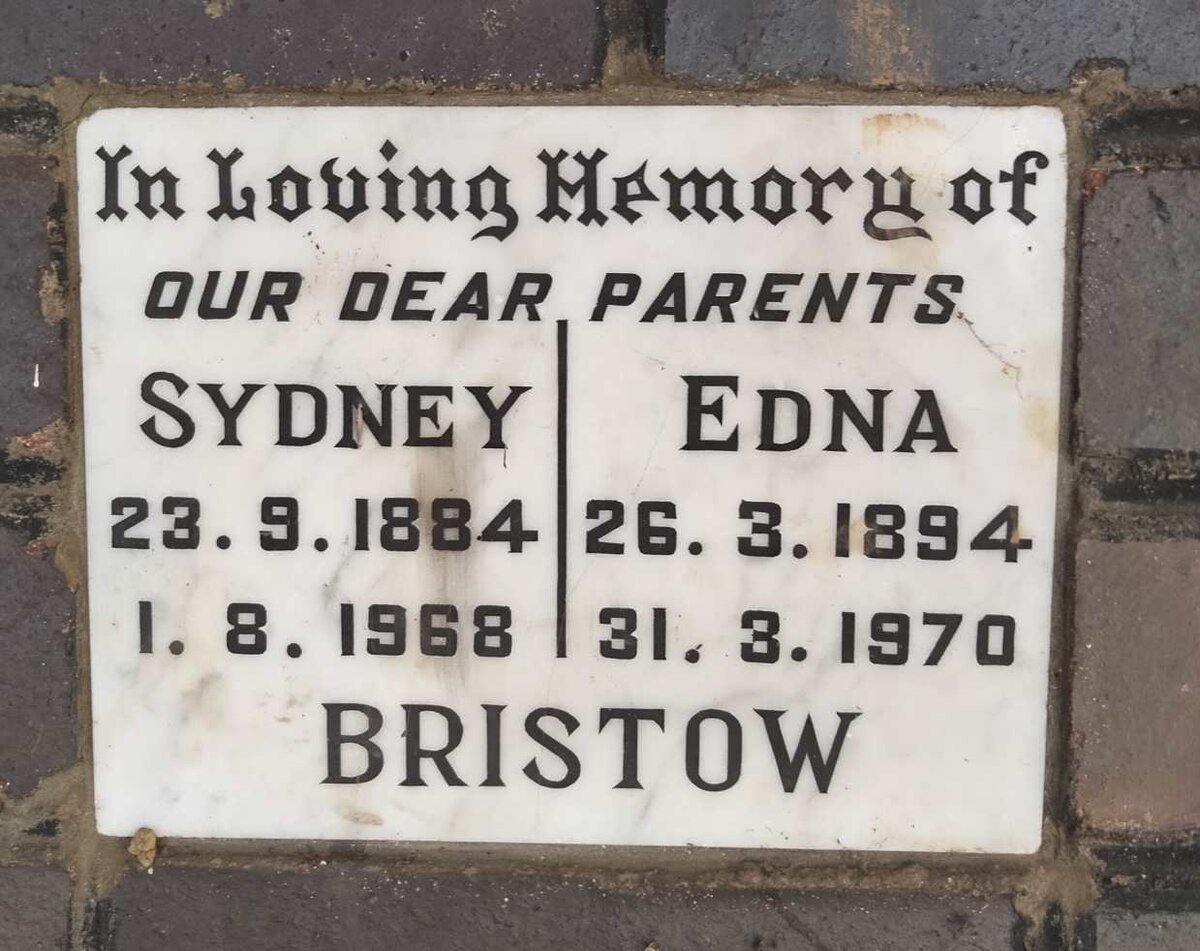 BRISTOW Sydney 1884-1968 & Edna 1894-1970