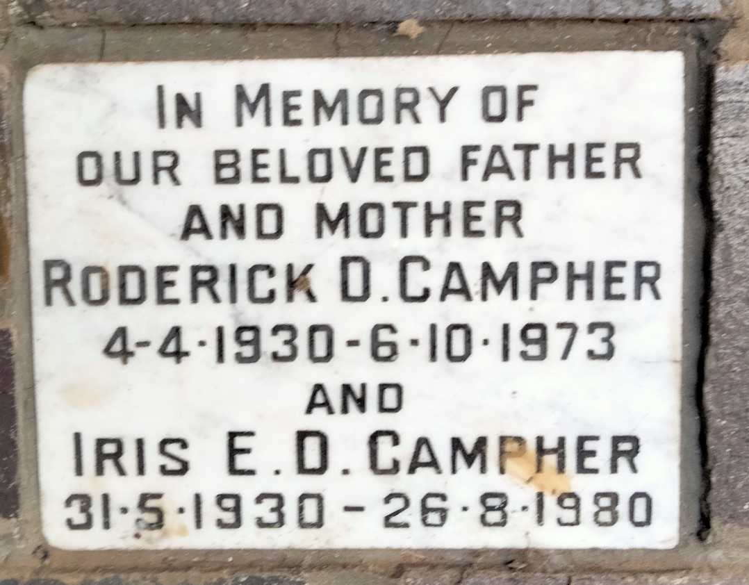 CAMPHER Roderick 1930-1973 & Iris E.D. 1930-1980
