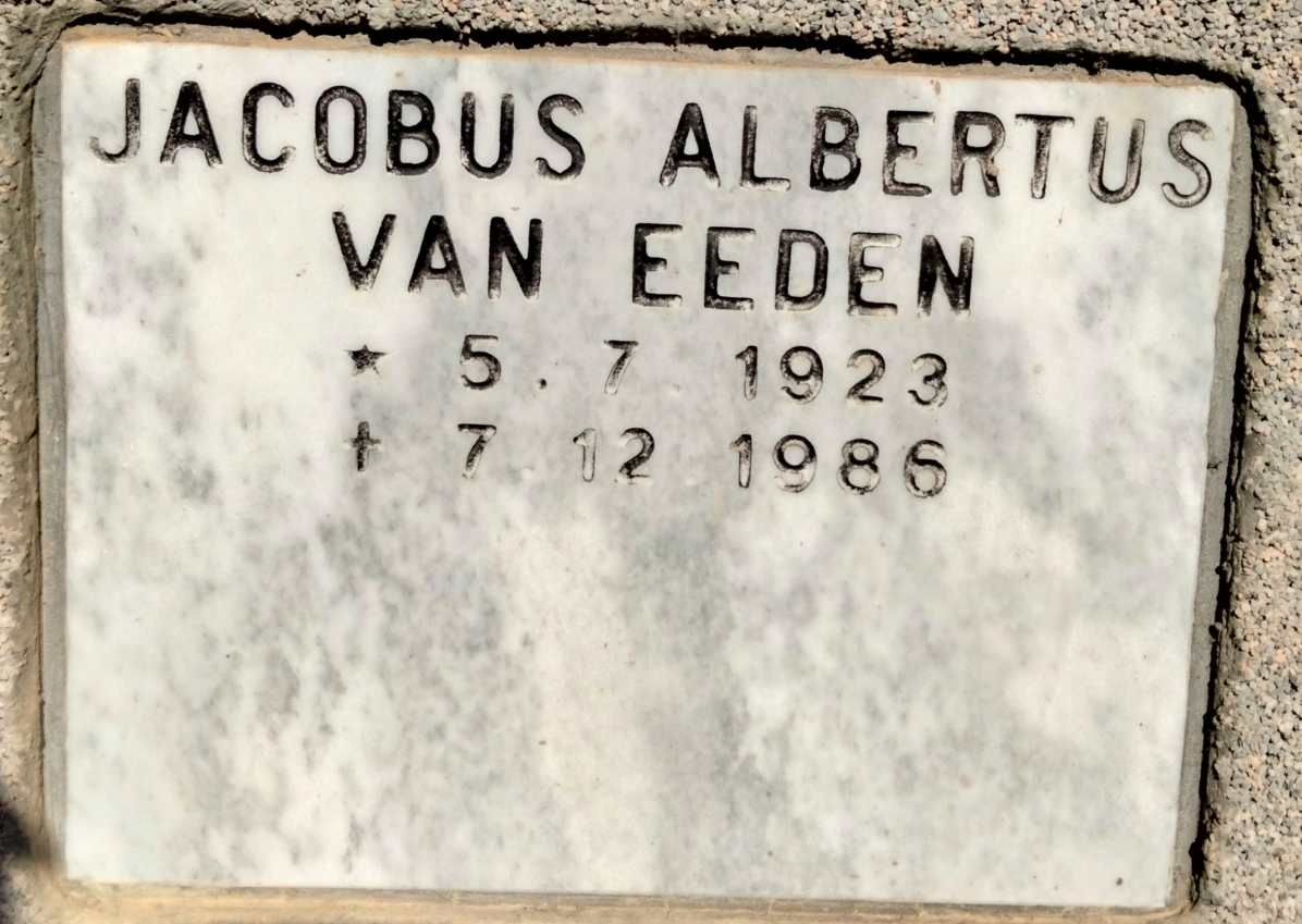 EEDEN Jacobus Albertus, van 1923-1986