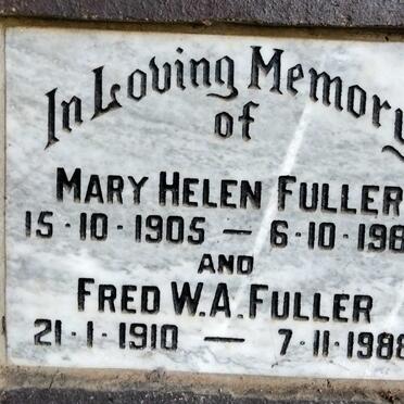 FULLER Fred W.A. 1910-1988 & Mary Helen 1905-1988