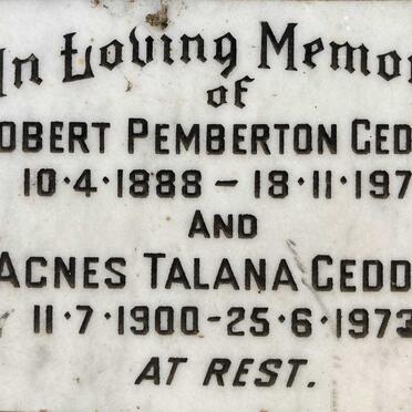GEDDES Robert Pemberton 1888-1981 & Agnes Talana 1900-1973
