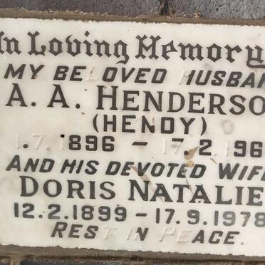 HENDERSON A.A. 1896-1969 & Doris Natalie 1899-1976