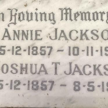 JACKSON Joshua 1857-1916 & Annie 1857-1936