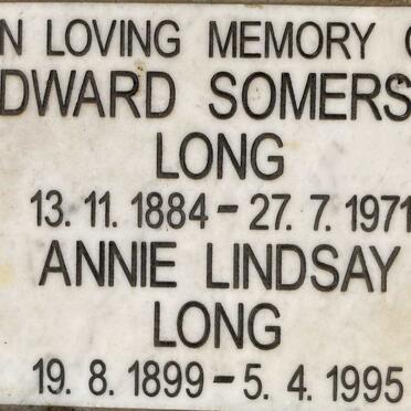 LONG Edward Somerset 1884-1971 & Anne Lindsay 1899-1995
