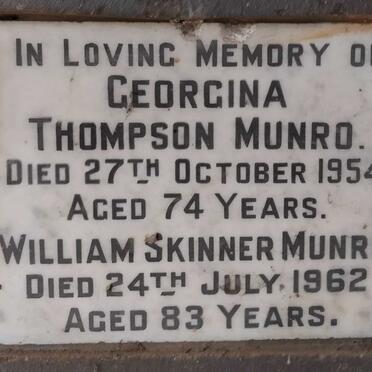 MUNRO William Skinner -1962 & Georgina Thompson -1974