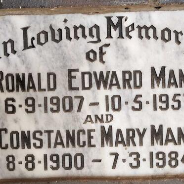 MANN Ronald Edward 1907-1957 & Constance Mary -1984