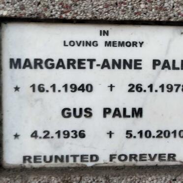 PALM Gus 1936-2010 & Margaret-Annie 1940-1978
