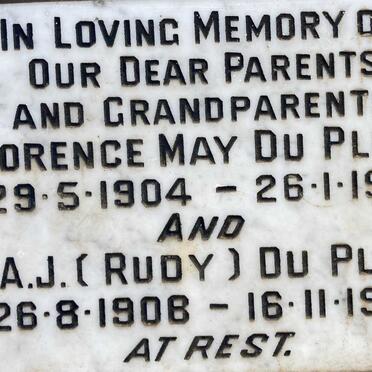 PLOOY G.A.J., DU 1908-1980 & Florence May 1904-1977