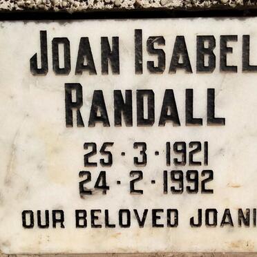 RANDALL Joan Isabelm1921-1992