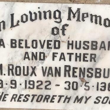 RENSBURG M. ROUX, van 1922-1968