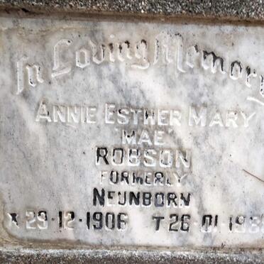 ROBSON Annie Esther Mary, nee NEUNBORN 1906-1988