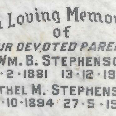STEPHENSON Wm.B. 1881-1960 & Ethel M. -1894-1961