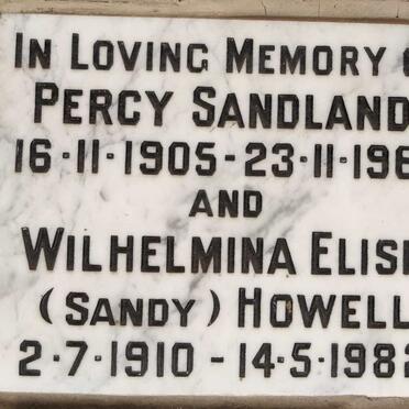 SANDLAND Percy 1905-1967 & HOWELL Wilhelmina Elisia 1910-1982