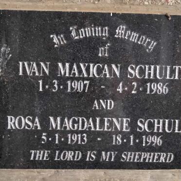 SCHULTZ Ivan Maxican 1907-1886 & Rosa Magdalene 1913-1996