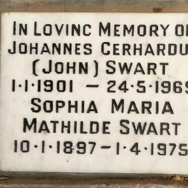 SWART Johannes Gerhardus 1901-1969 & Mathilde 1897-1975
