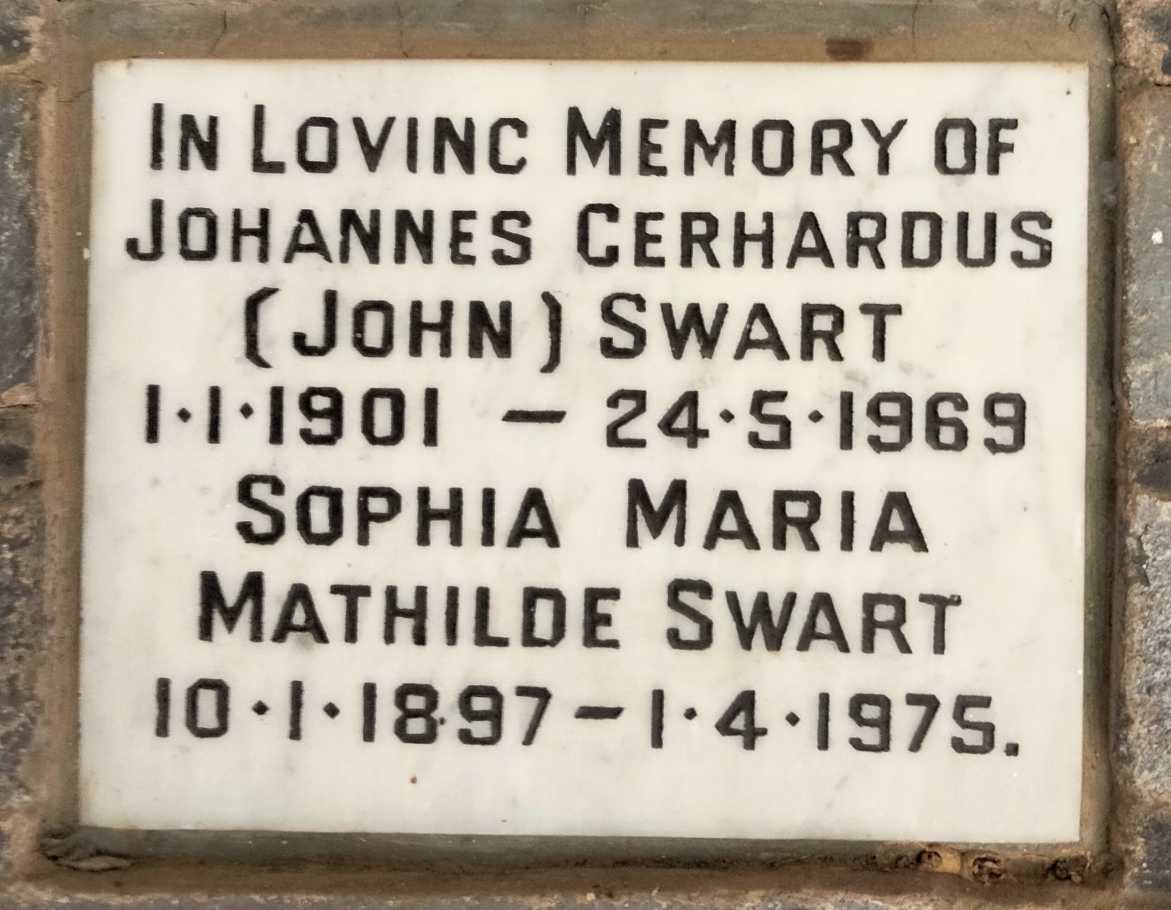 SWART Johannes Gerhardus 1901-1969 & Mathilde 1897-1975