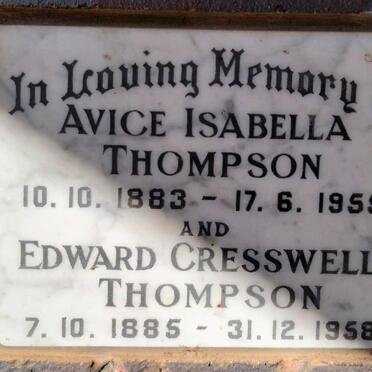 THOMPSON Edward Creswell 1885-1959 & Avice Isabella 1883-1955