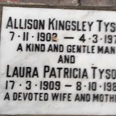 TYSON Allison Kingsley 1902-1974 & TYSON Laura Patricia 1909-1985