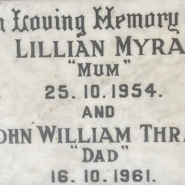 THRASH John William -1954 & Lillian Myra -1961