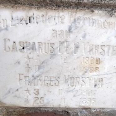 VORSTER Casparus L.E.G. `1900-1995 & Frances 1907-1995