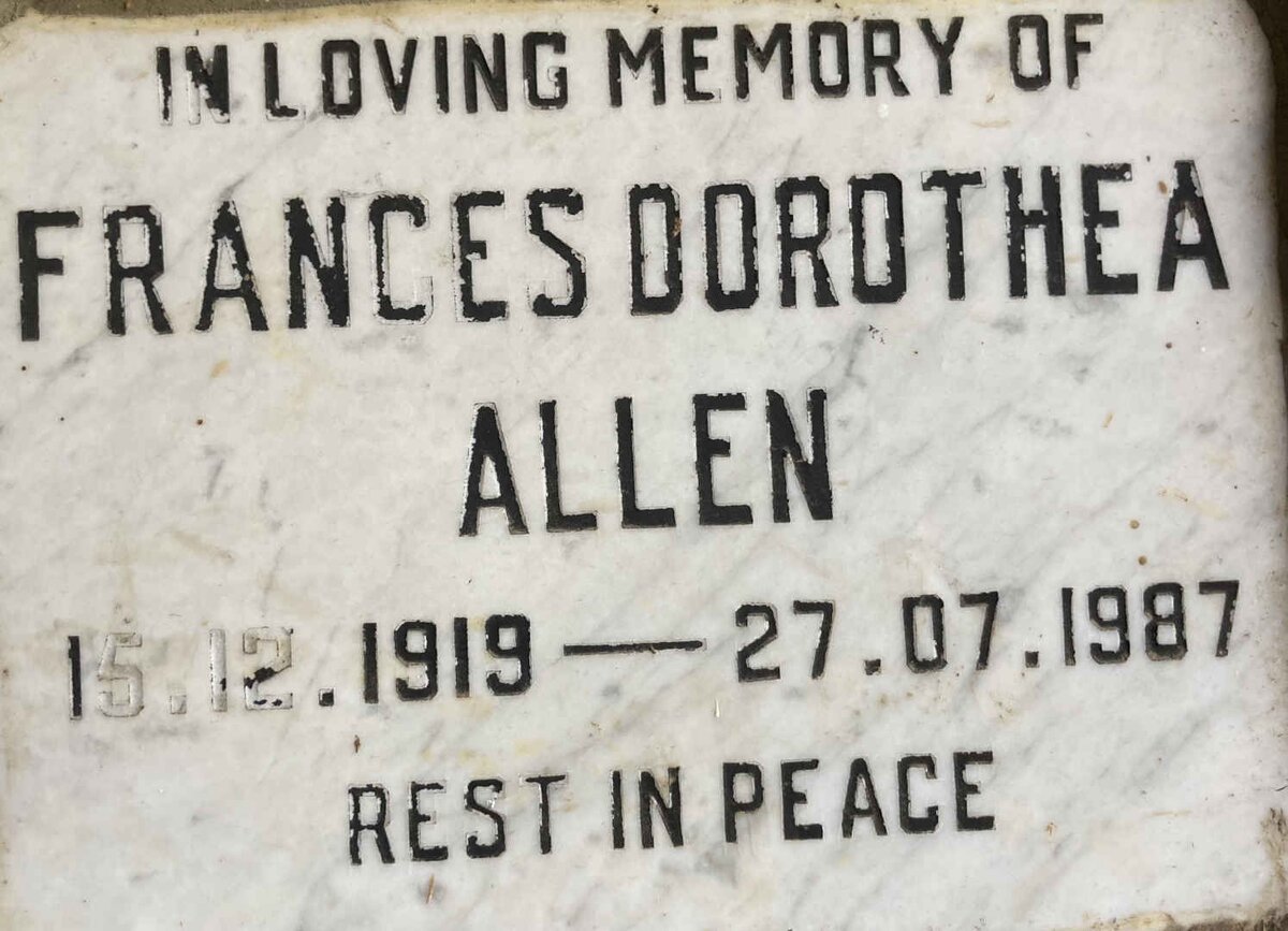 ALLEN Frances Dorothea 1919-1987