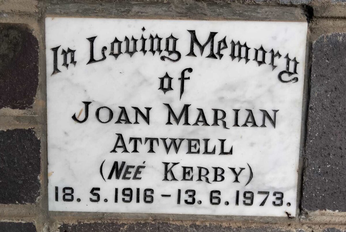 ATTWELL Joan Marian nee KERBY 1916-1973