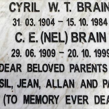 BRAIN Cyril W.T. 1904-1984 & C.E. nee NEL 1909-1999