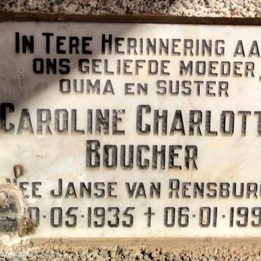 BOUCHER Caroline Charlotte nee JANSE VAN RENSBURG 1935-1992