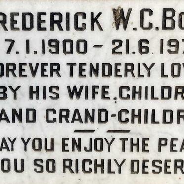 BODY Frederick W.C. 1900-1974