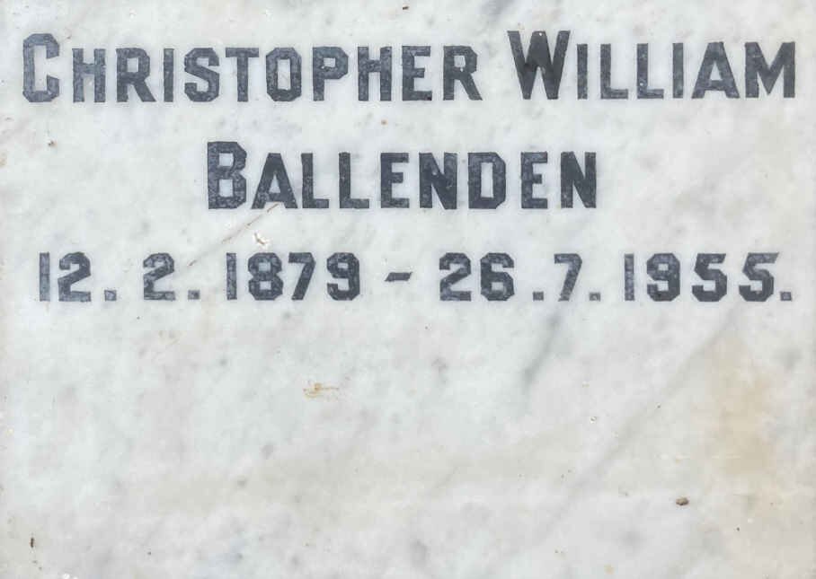 BALLENDEN Christopher William 1879-1955