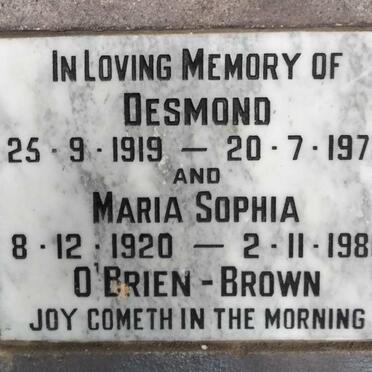 BROWN Desmond, O'BRIEN 1919-1972 & Maria Sophia 1920-1986
