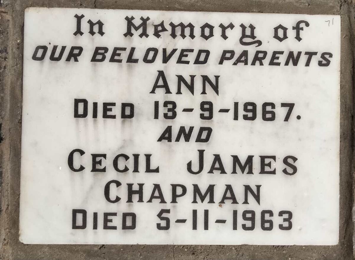 CHAPMAN Cecil James -1963 & Ann -1967