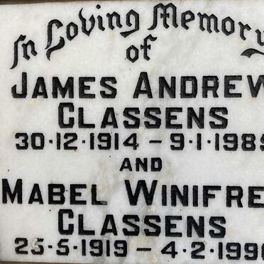 CLASSENS James Andrews 1914-1985 & Mabel Winifred 1919-1990