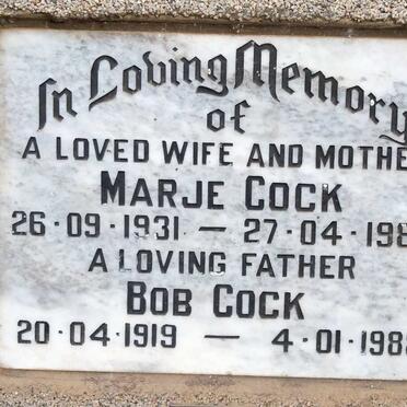 COCK Bob 1919-1988 & Marje 1931-1986
