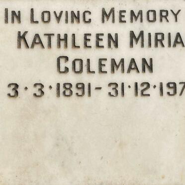 COLEMAN Kathleen Mirian 1891-1972