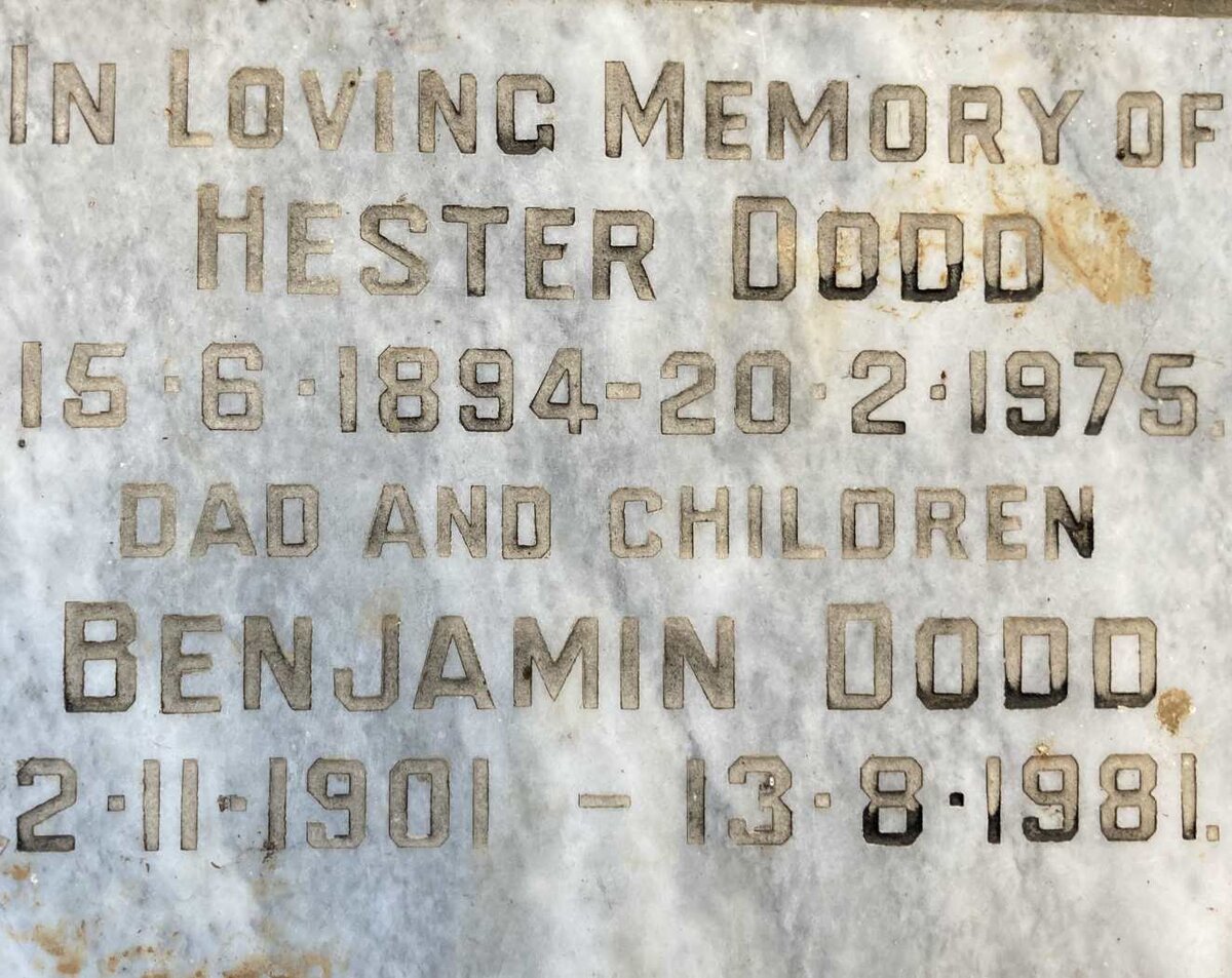 DODD Benjamin 1901-1981 & Hester 1894-1975