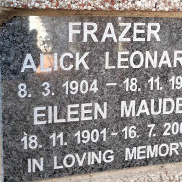 FRAZER Alick Leonard 1904-1983 & Eileen Maude 1901-2000