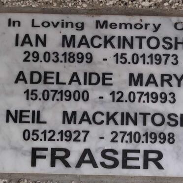 FRASER Ian Mackintosh 1899-1973 & Adelaide Mary 1900-1993 :: FRASER Neil Mackintosh 1927-1998