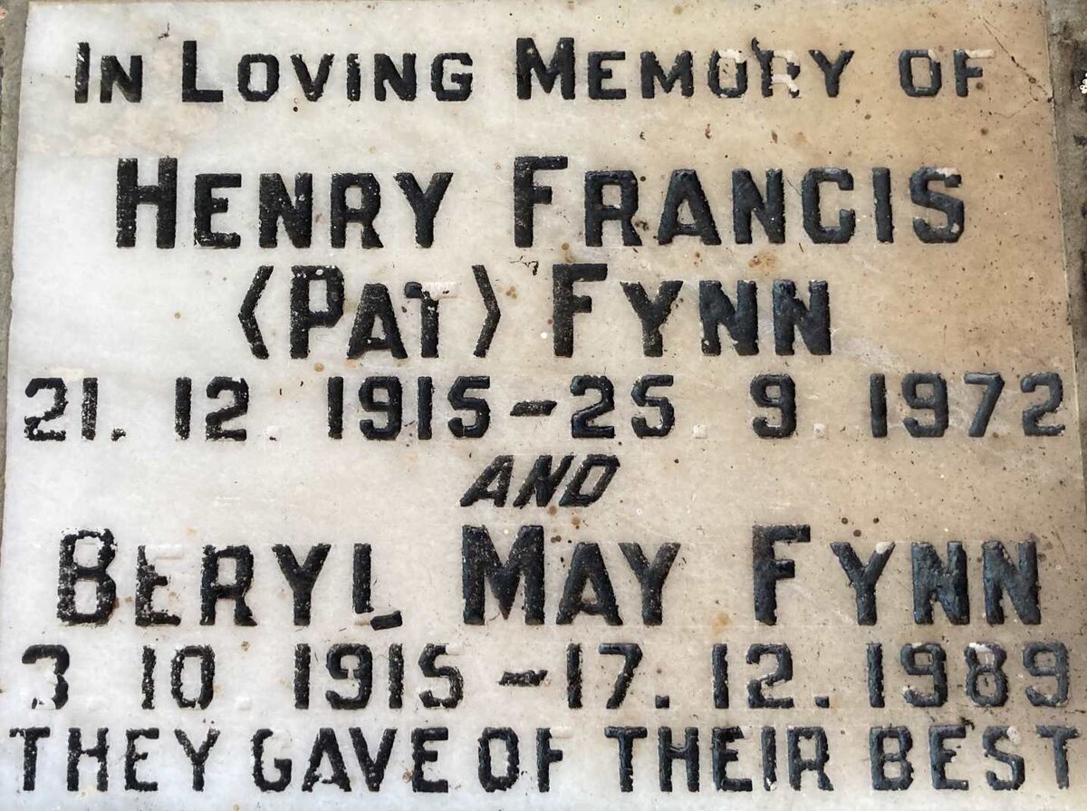 FYNN Henry Francis 1915-1972 & Beryl May 1915-1989