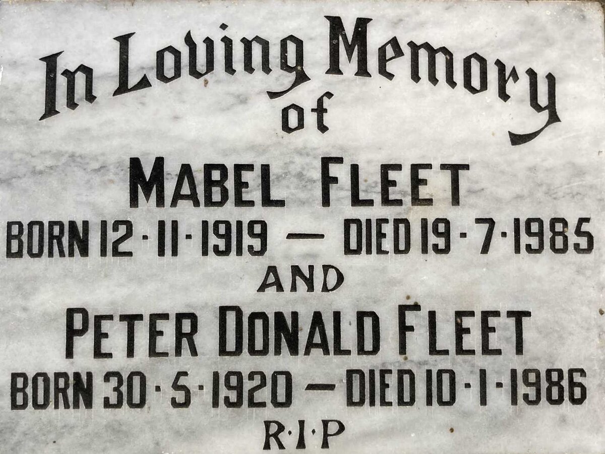 FLEET Peter Donald 1920-1986 & Mabel 1919-1985