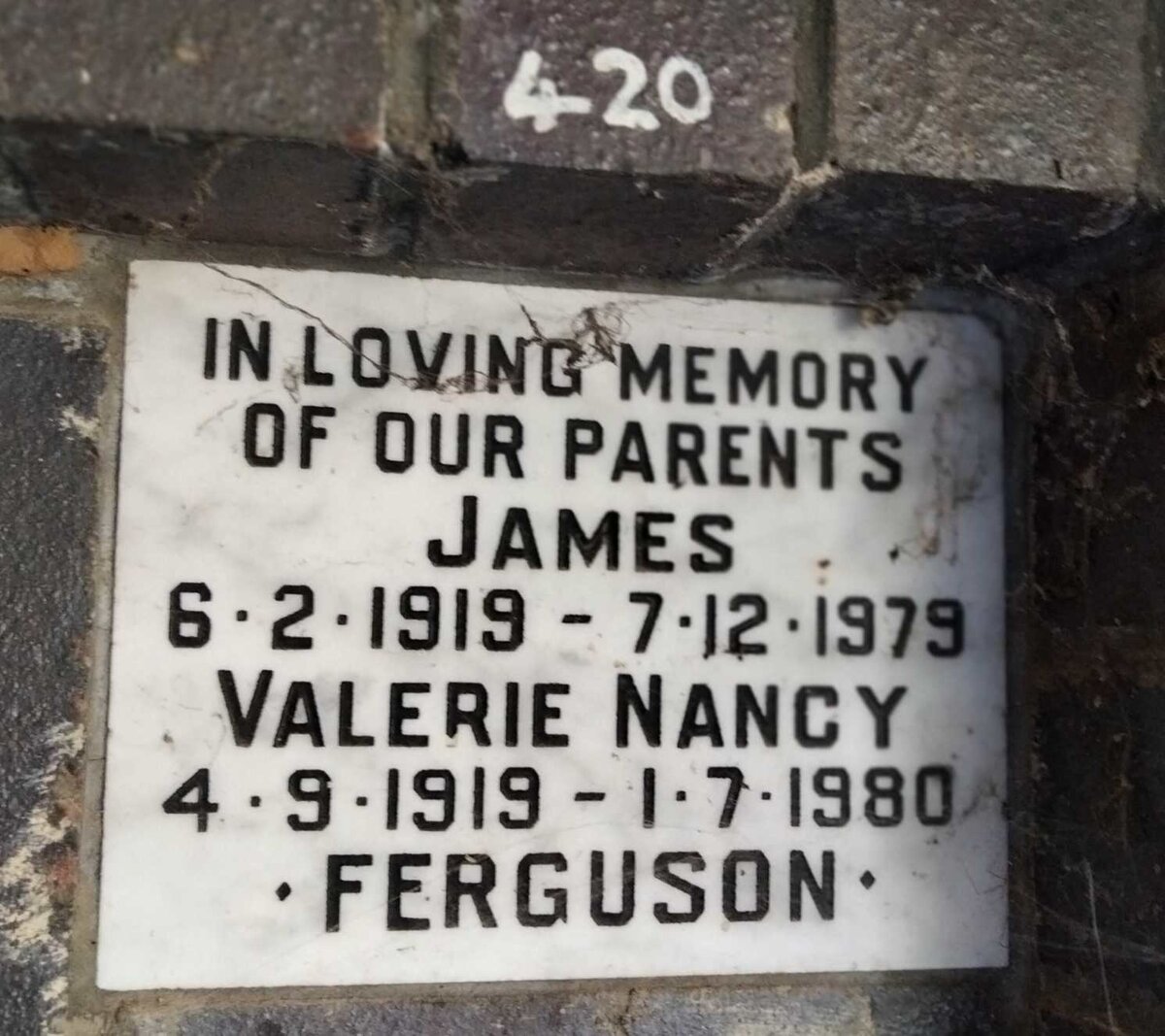 FERGUSON James 1919-1979 & Valerie Nancy 1919-1980