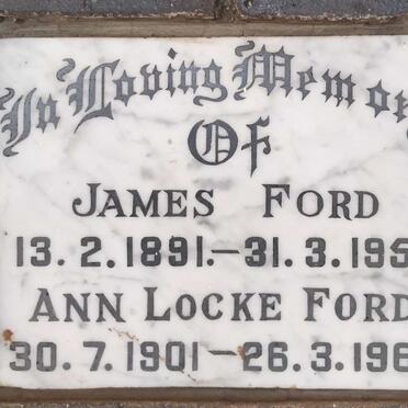 FORD James 1891-1958 & Ann Locke 1901-1967