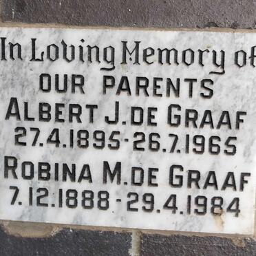 GRAAF Albert J., de 1895-1965 & Robina M. 1888-1984
