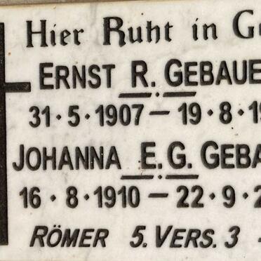 GEBAUER Ernst R. 1907-1972 & Johanna E.G. 1919-2002