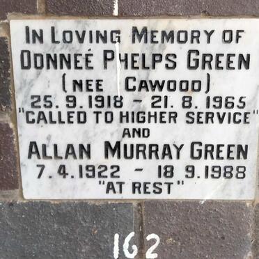 GREEN Allan Murray 1922-1988 & Donnee Phelps CAWOOD 1918-1965