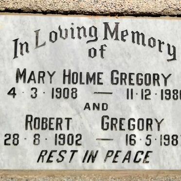 GREGORY Robert 1902-1987 & Mary Holme 1908-1986