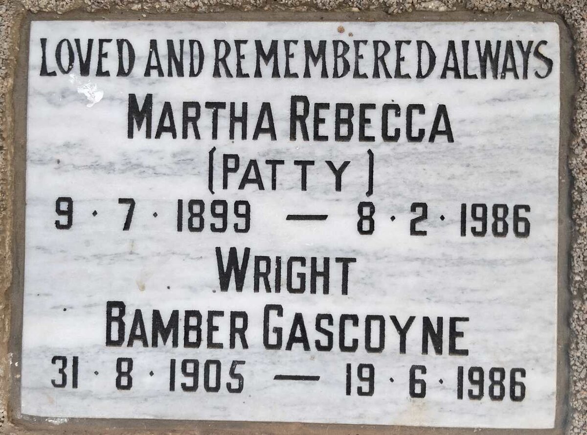 GASCOYNE Wright Bamber 1905-1986 & Martha Rebecca 1899-1986