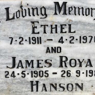 HANSON James Royal 1905-1985 & Ethel 1911-1976