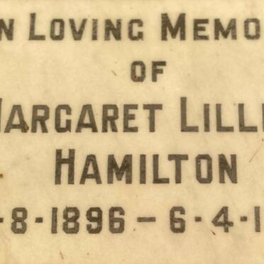 HAMILTON Margaret Lillian 1896-1971